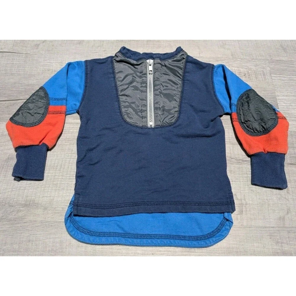 Vintage 90's Gymboree Boys Sweatshirt Pads Snowboarder Applique 1/4 Zip Sz XS